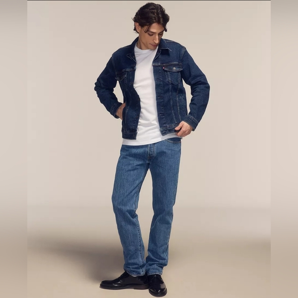 Levi's Mens 501 Regular Fit Straight Leg Dark Stone Wash Jean